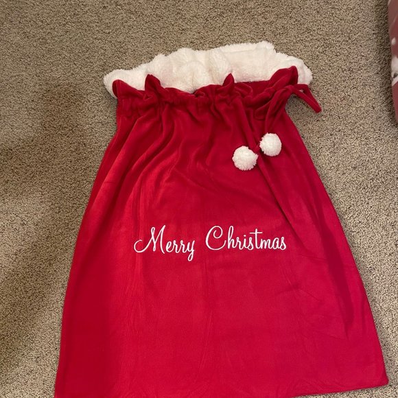 Set of 2 Red Fleece Santa Bags|Christmas Holiday Santa Gift Sack-Choose Size - Picture 2 of 4